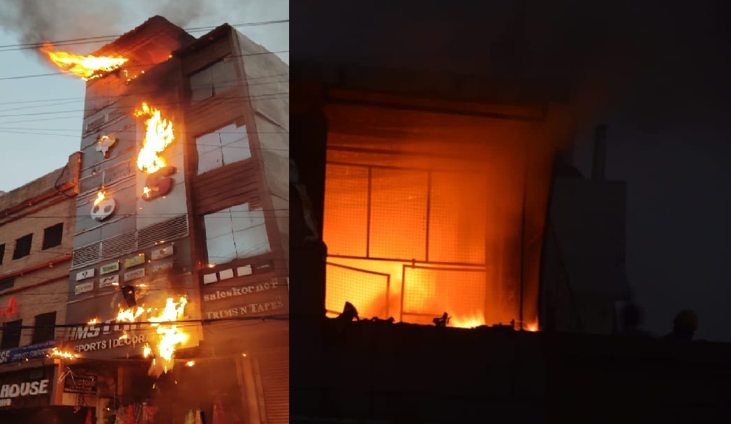 Fire broke out in a sports shop due to sparks from fireworks, six fire tenders brought it under control