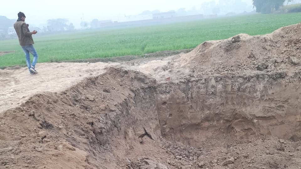 A heap of mud fell on children playing