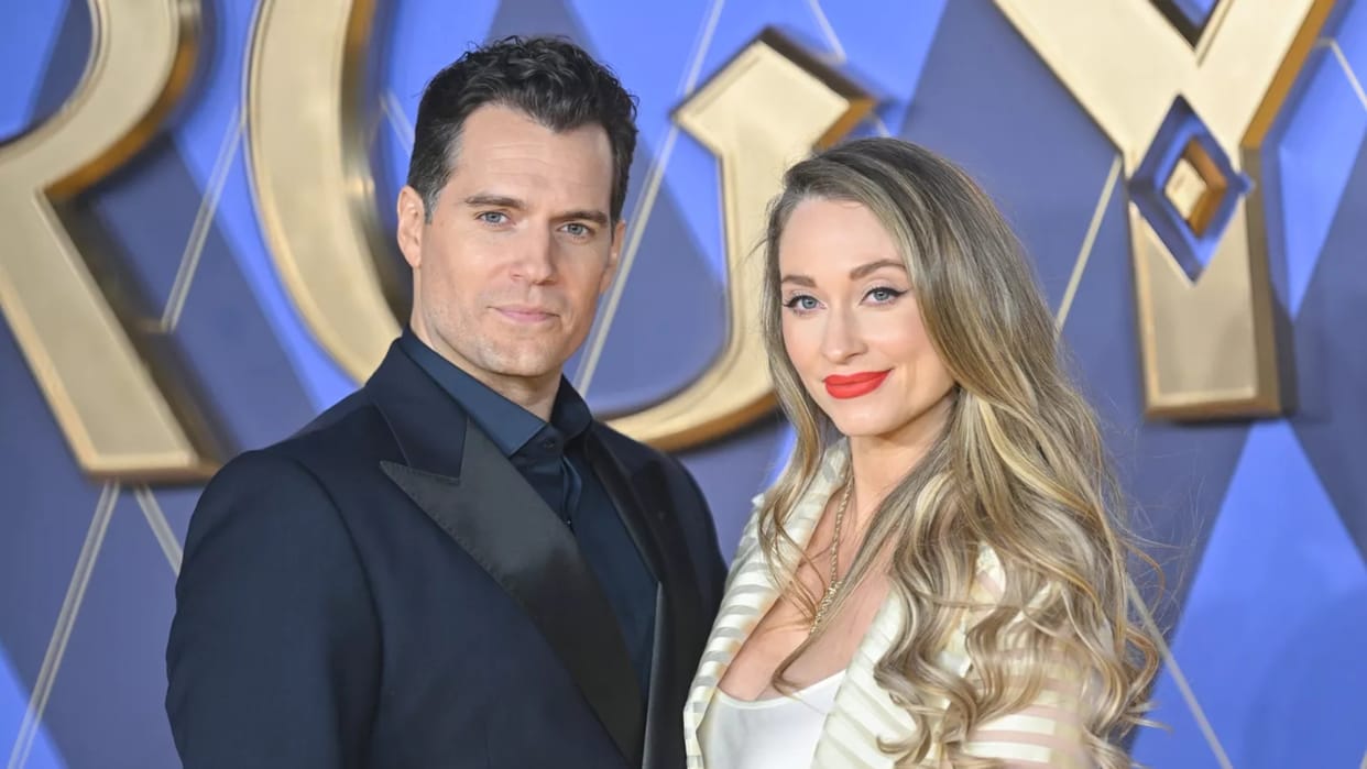 Argylle Premiere Henry Cavill posed with girlfriend Natalie Viscuso at red carpet film release on 2nd feb