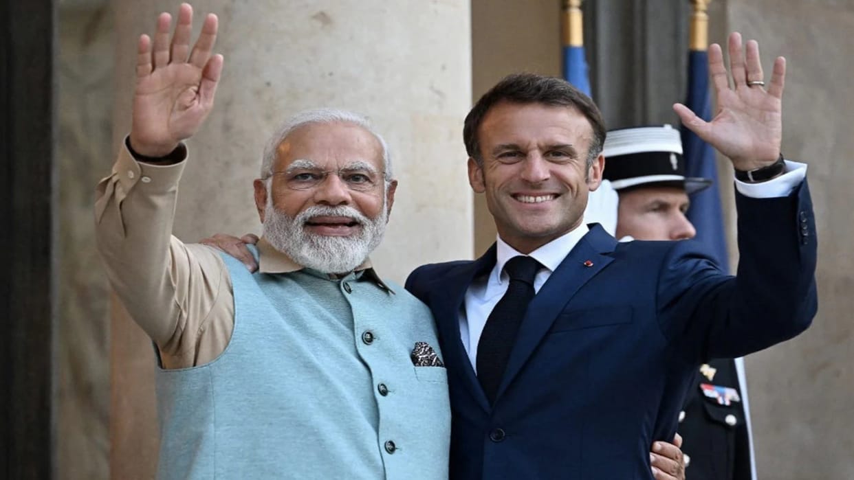 President Emmanuel Macron will road with PM Modi in jaipur