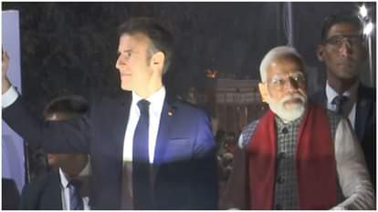 जयपुर में पीएम मोदी  और राष्ट्रपति मैक्रों का रोड शो।