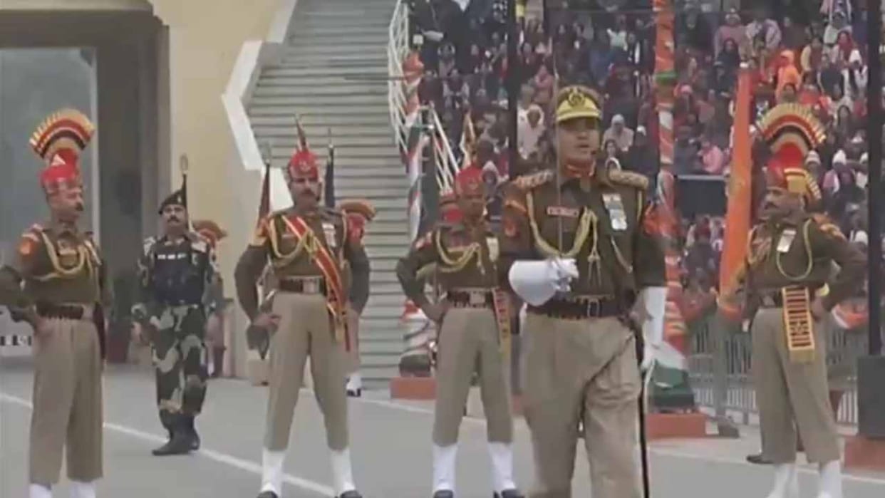 Beating Retreat Ceremony at Attari-Wagah Border on the Eve of Republic Day 2024