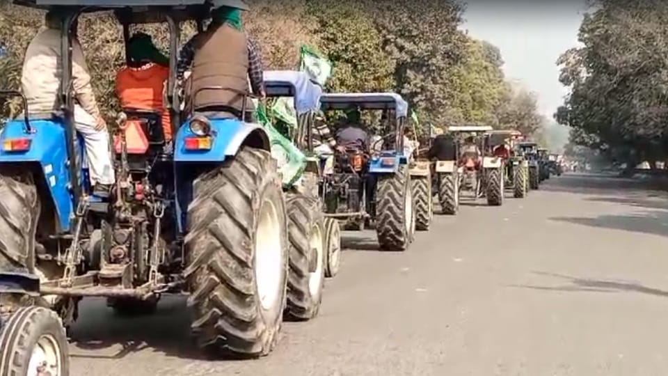 Farmers takes out tractor march for their pending demands in Punjab