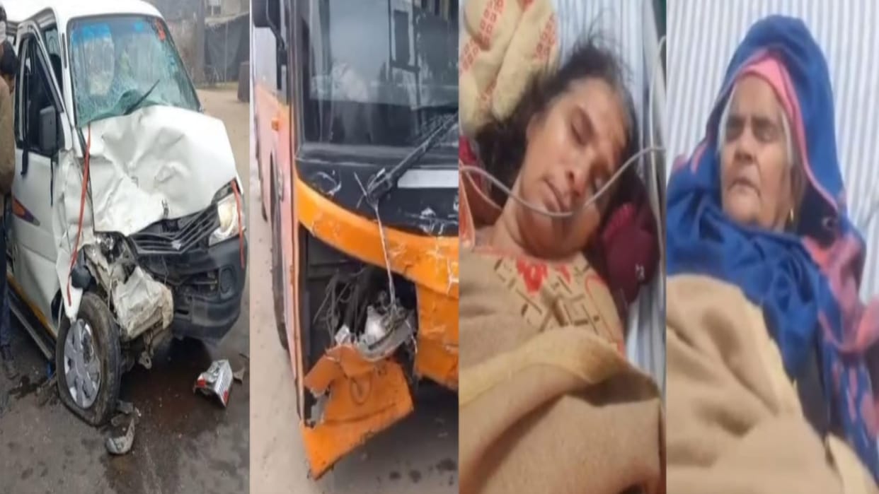 Collision between eco car and bus in Kithore of Meerut and Six people injured including women
