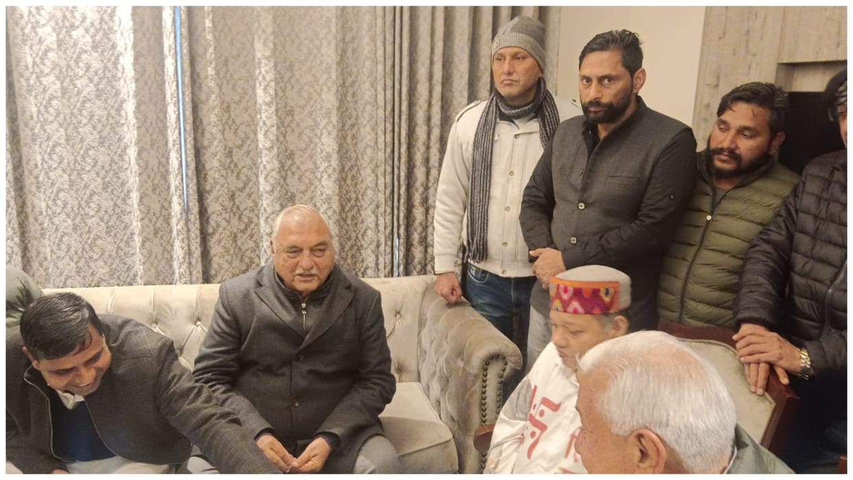 MLA Neeraj Sharma and former CM Bhupinder Singh Hooda in Panipat