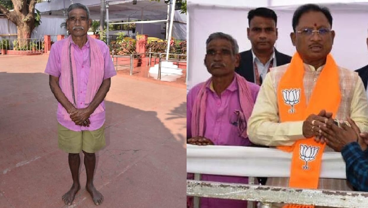 Jageshwar Yadav reached Circuit House barefoot to visit Chhattisgarh CM Vishnudeo Sai