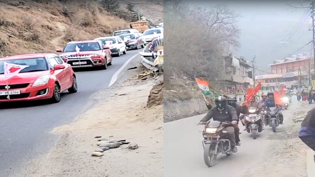 Vehicle rosh rally taken out from Narkanda to Secretariat on the call of snYukt Kisan Morcha