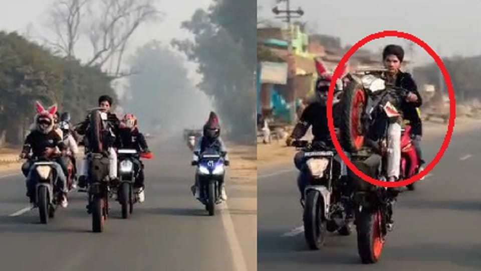Amroha: Video of a deadly stunt on the state highway goes viral, motorcycle thrown in the air