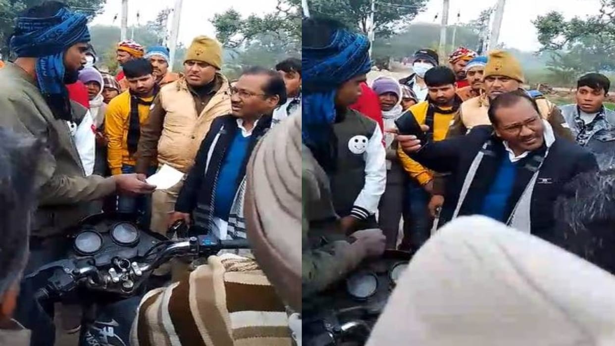 BJP MLA got angry after hearing words of rural youth During Vikas Bharat Sankalp Yatra in Firozabad
