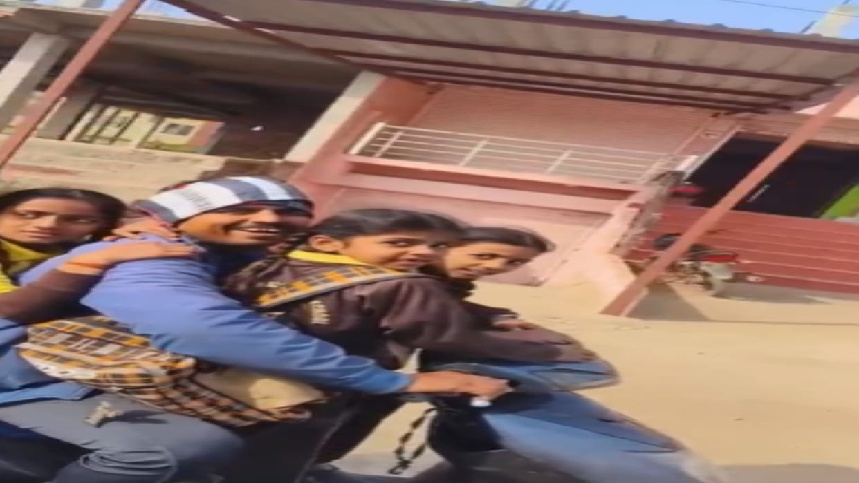 Video of a man carrying four girls on a scooty in Gwalior goes viral
