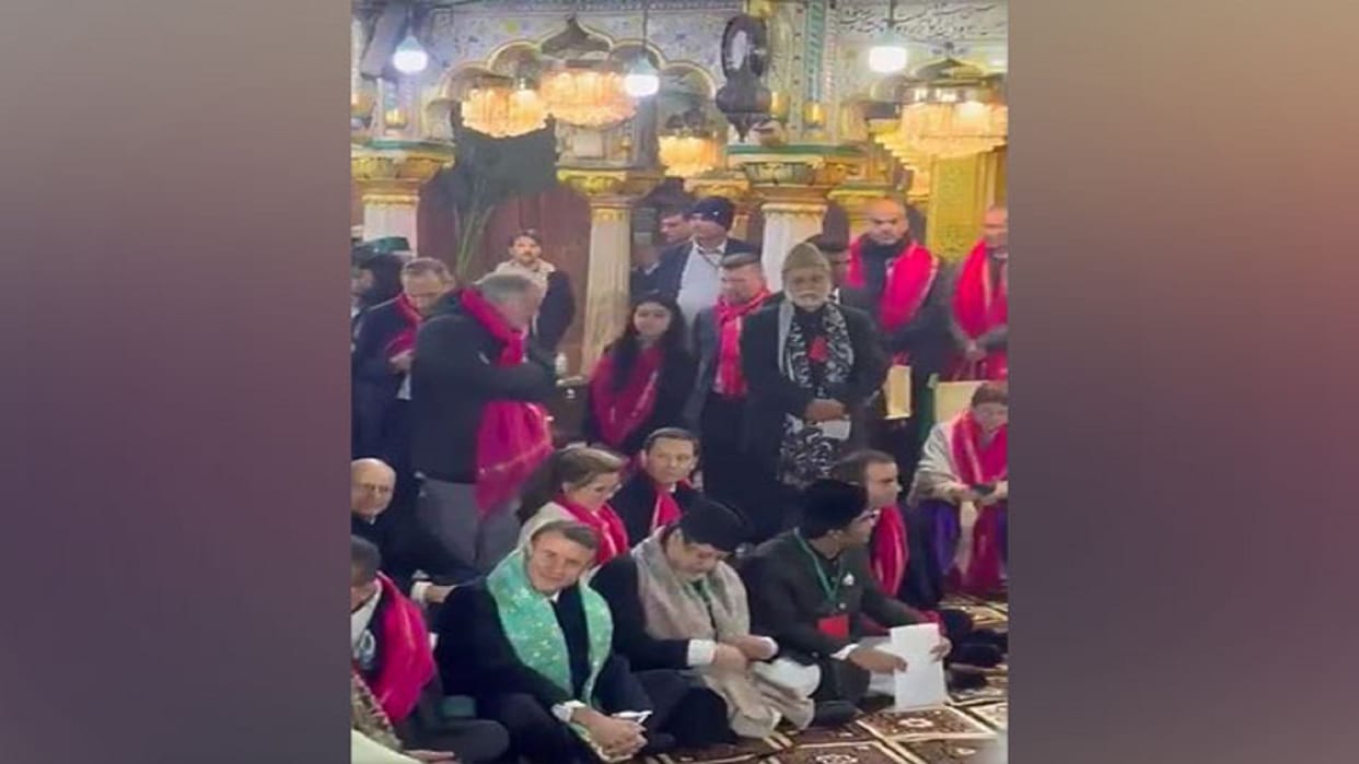 French President Emmanuel Macron visits Nizamuddin Dargah in Delhi