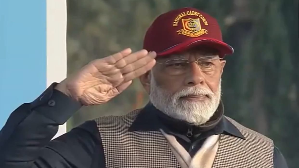PM Narendra Modi attends the annual NCC PM rally at Cariappa Parade Ground in Delhi