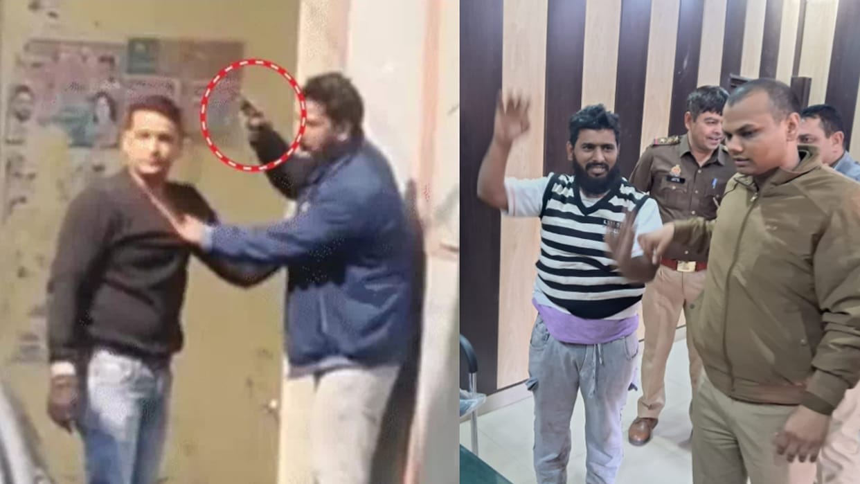 Accused Rashid held a policeman by his collar and pointed by tamancha at him in Meerut, video viral