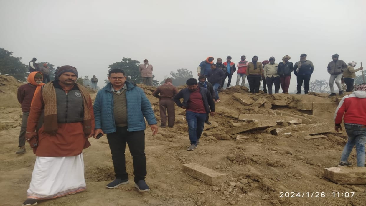 Archaeological department conducted survey of ancient statues, remains were found during excavation.