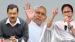 अरविंद केजरीवाल, नीतीश कुमार और ममता बनर्जी।