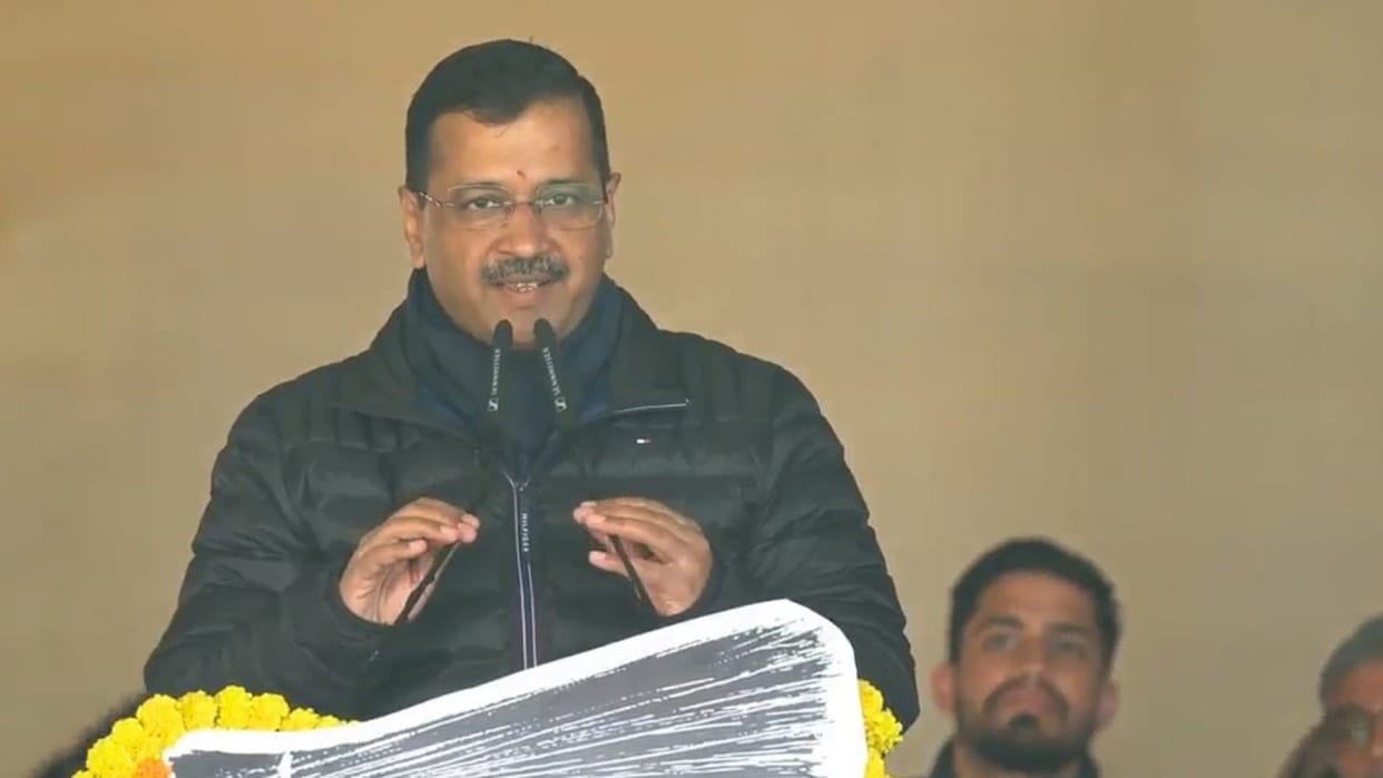 Arvind Kejriwal of Aam Aadmi Party rally in Jind of Haryana