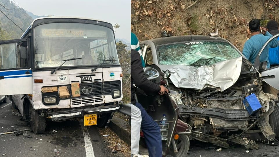 Mussoorie Accident News Roadways bus hits car driver badly injured