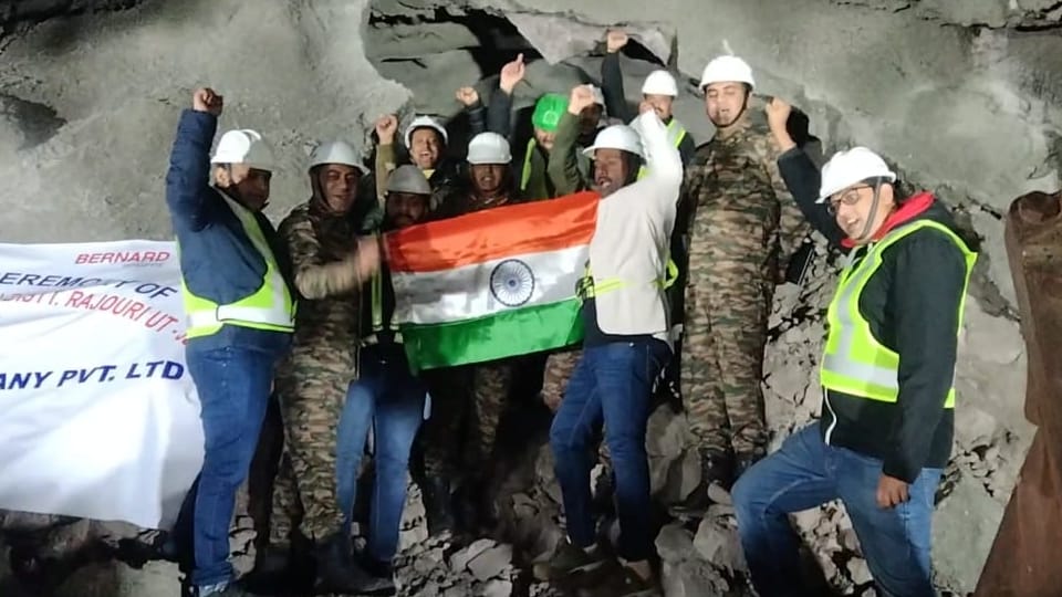 Nowshera Tunnel: BRO breakthrough 700 meter long Naushera Tunnel on Akhnoor Poonch Road NH 144A