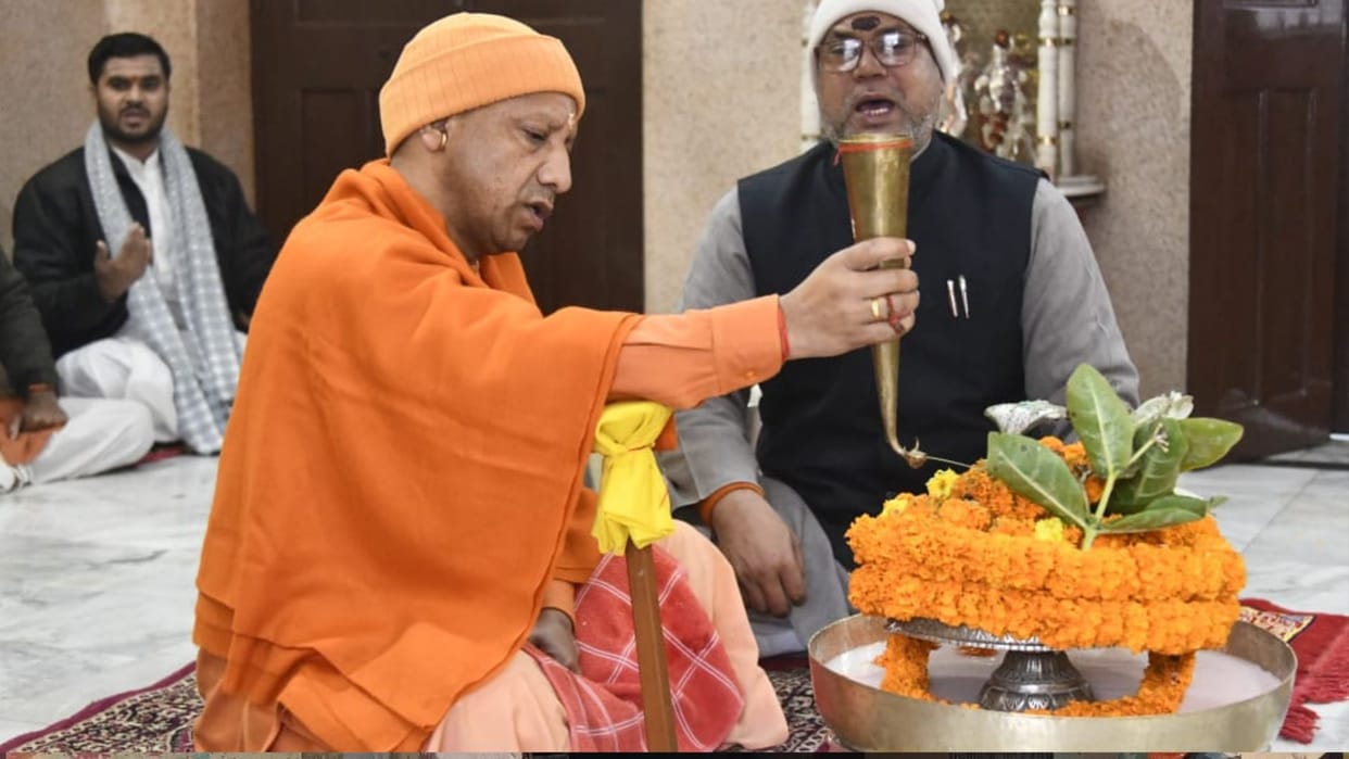 UP CM Yogi in Gorakhpur: Performed Rudrabhishek, Prayed To Devadhidev For Lokmangal