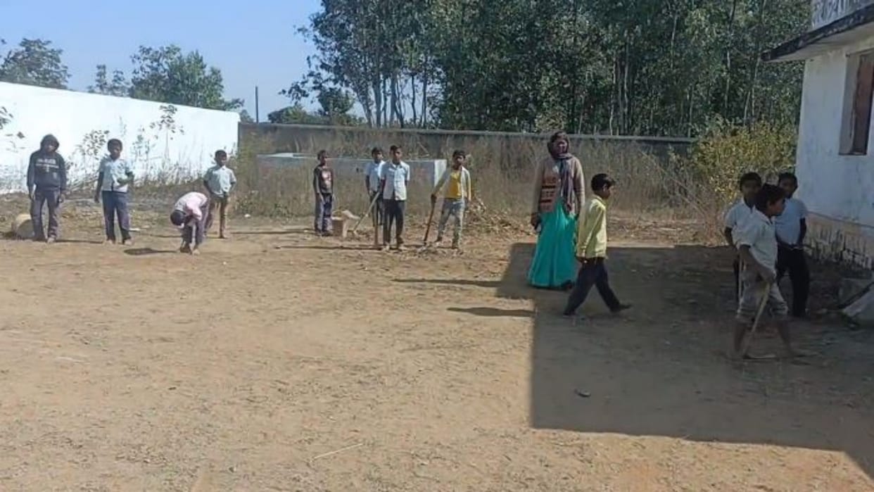 Shahdol Cleaning of school premises is being done by innocent children