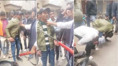 बुजुर्ग ने मनचलों को पीटा और बीच सड़क पर मुर्गा बनाया था।