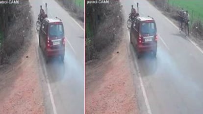 UP: तेज रफ्तार कार ने यूटर्न ले रहे बाइक सवारों को मारी टक्कर, उछलकर खंती में गिरे; रिश्तेदार के घर जा रहे थे Two bike riding youths injured in car collision in Agra