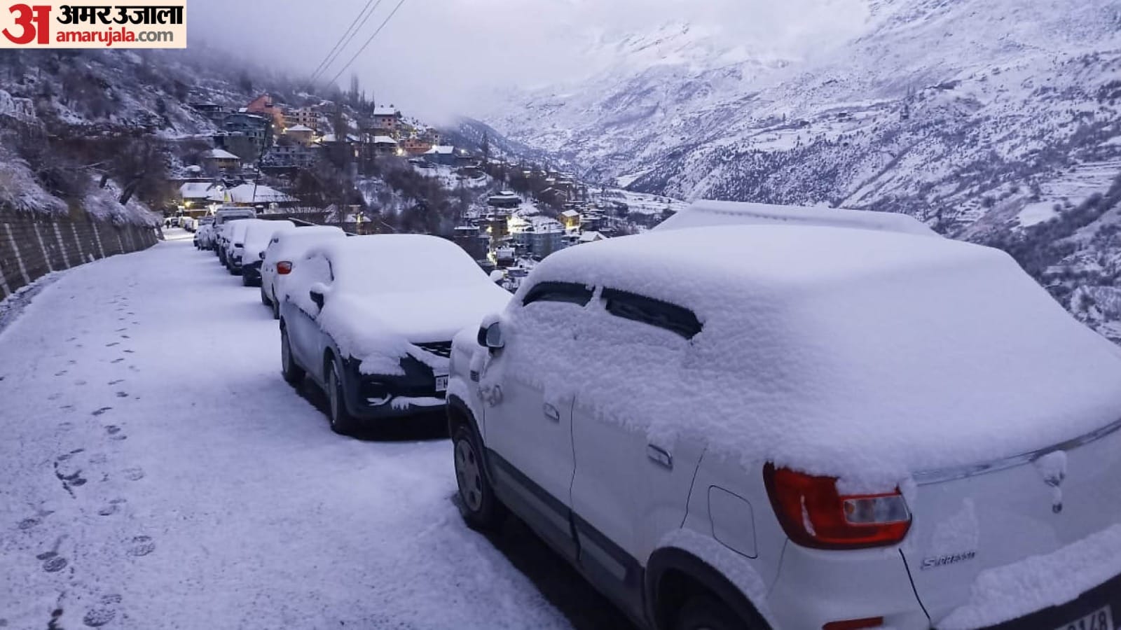Amazing pictures of snowfall of the year In himachal Upper areas covered in snow Shimla-Rampur highway closed