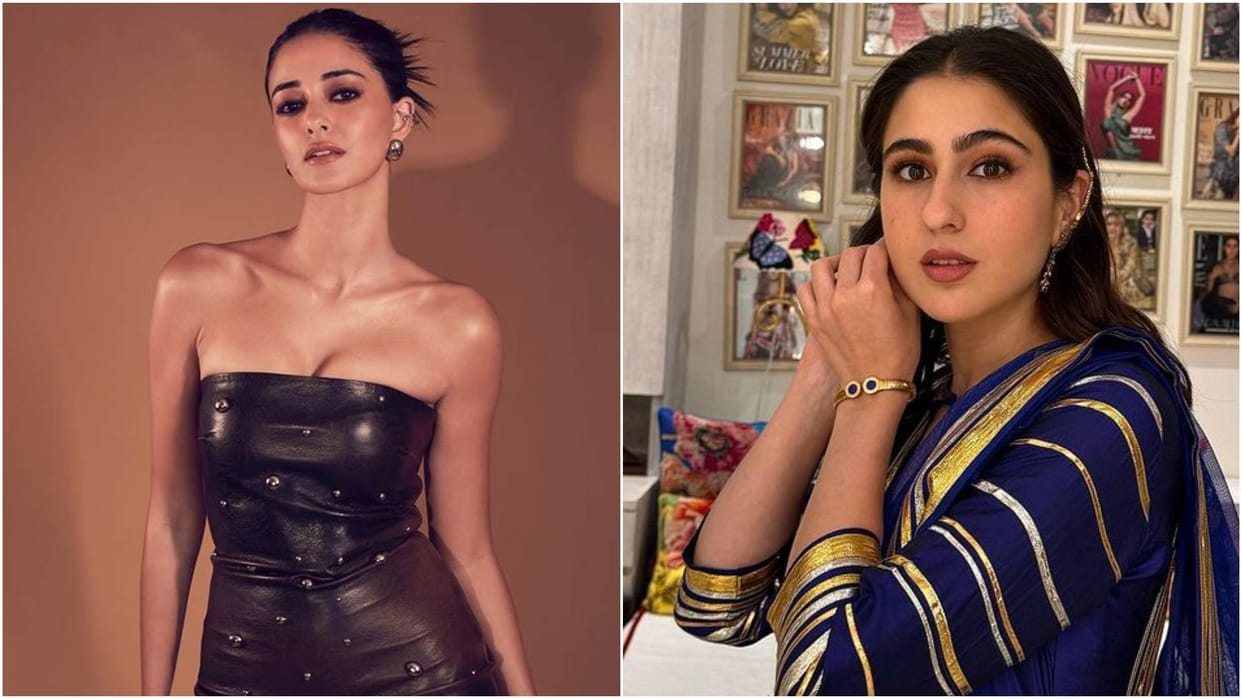 B town besties Sara Ali Khan Ananya Panday spotted together outside popular production house