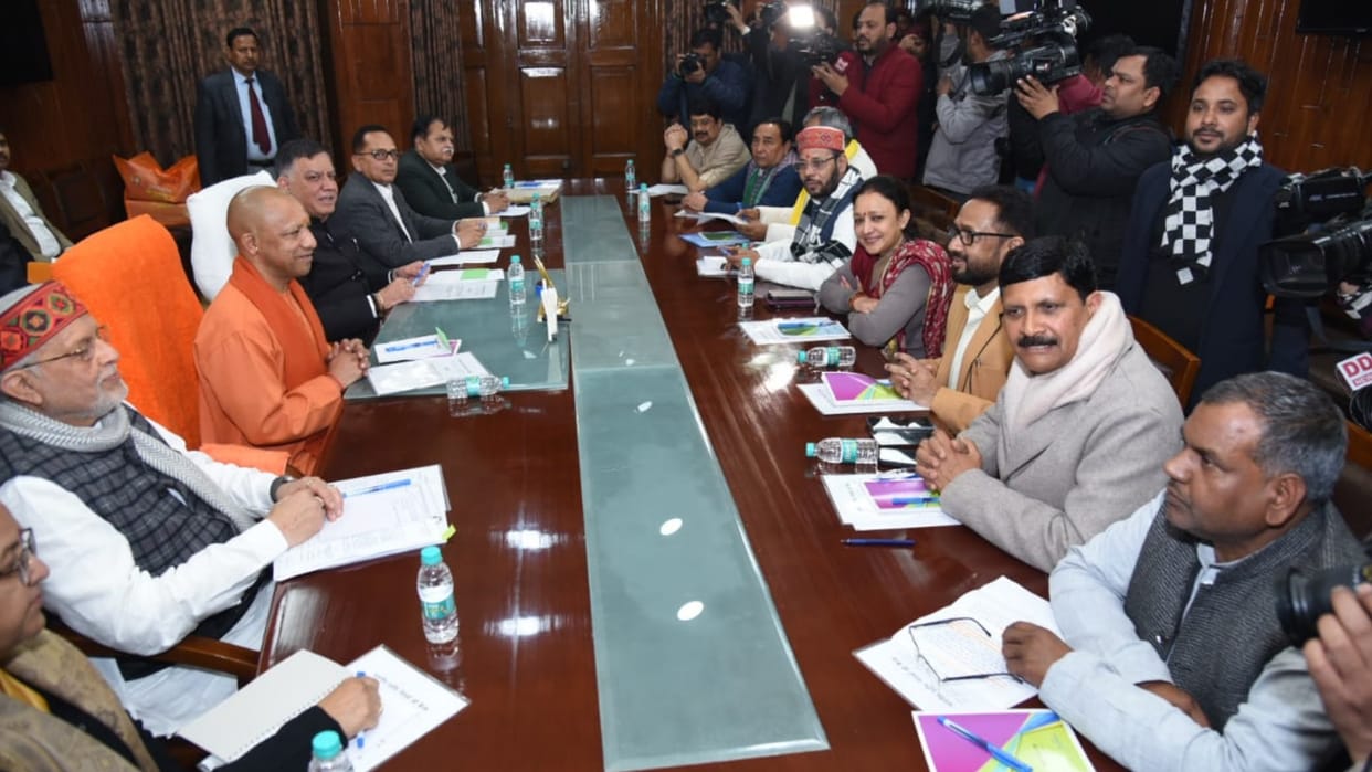 All party meeting in Lucknow before budget session in Uttar Pradesh.