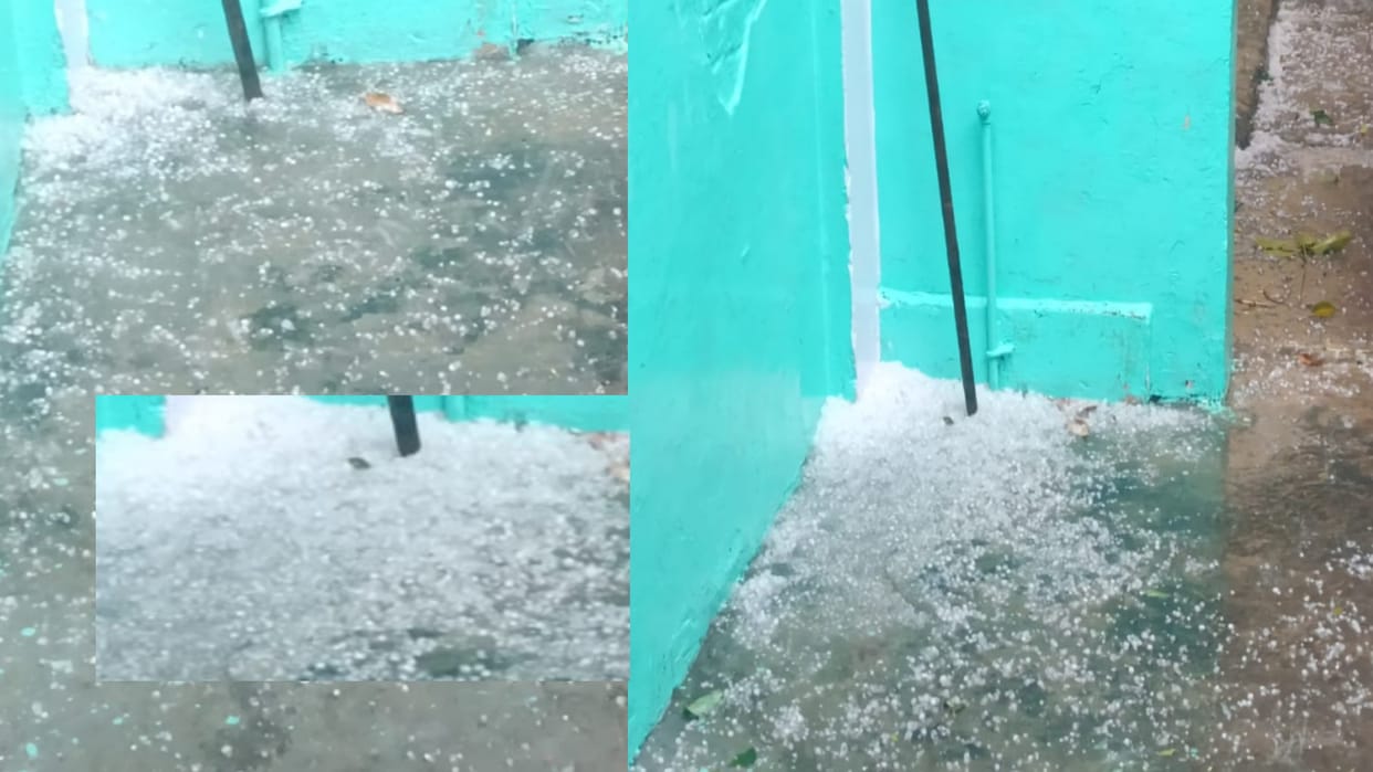 Hailstorm along with rain district and cold has increased in Bijnor and see photos