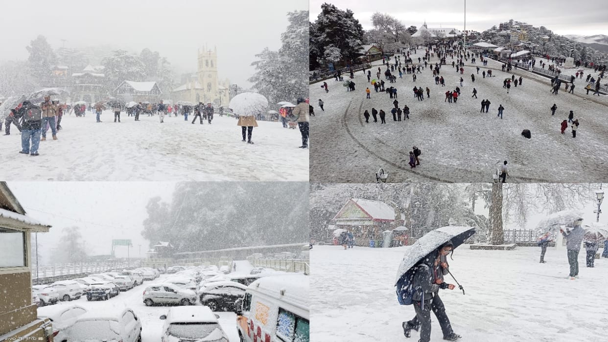 Heavy snowfall in Queen of Hills Shimla, tourists flocked, vehicular movement affected in the city.