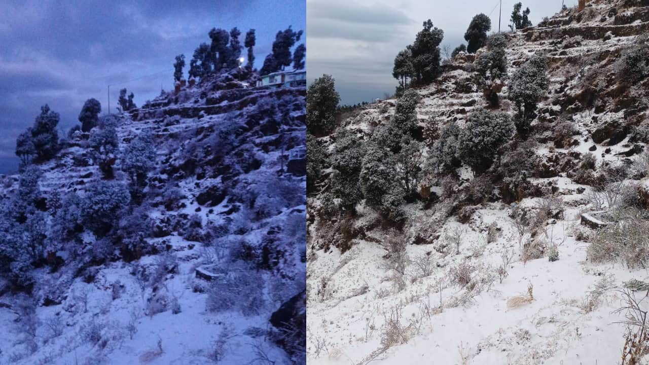 Uttarakhand Weather Today Rain and snowfall in mountains heavy snowfall Watch Photos