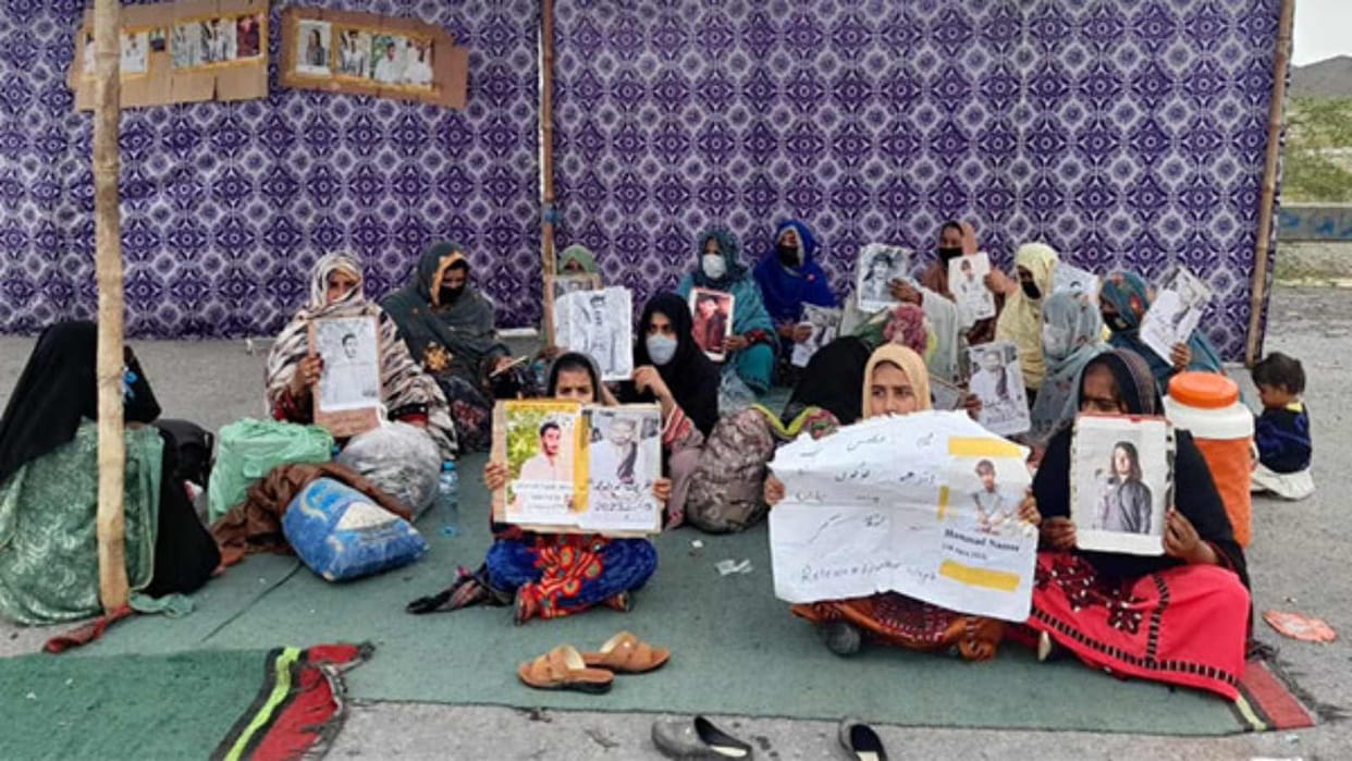 Balochistan enforced disappearance accusation victim families protest in Turbat
