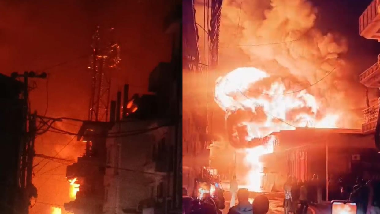 Bihar News : A massive fire broke out in a mobile store in Patna.bihar police