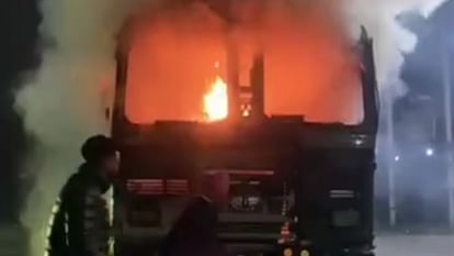 Fire Broke out in cabin of truck in khanna