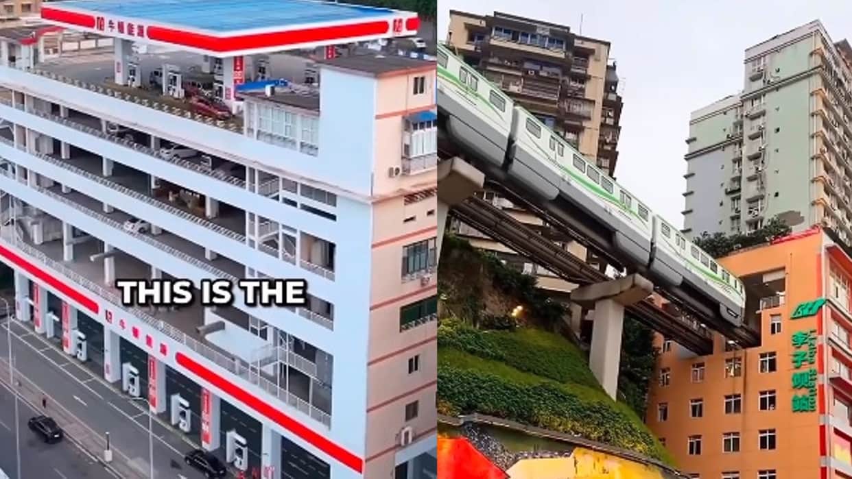 Viral News: unique city of china where train goes through block of homes gas station on fifth floor
