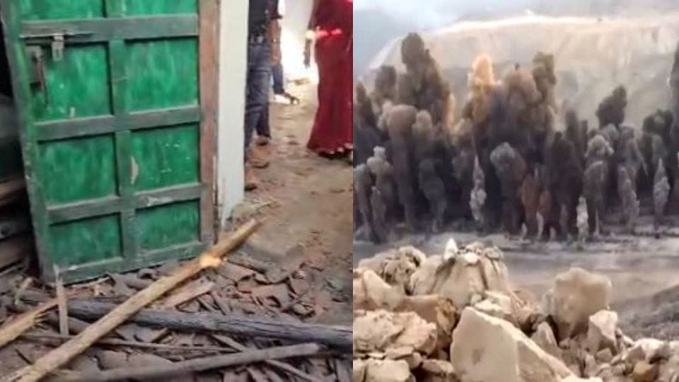 Cracks in houses due to Kusumanda mine blasting in Korba