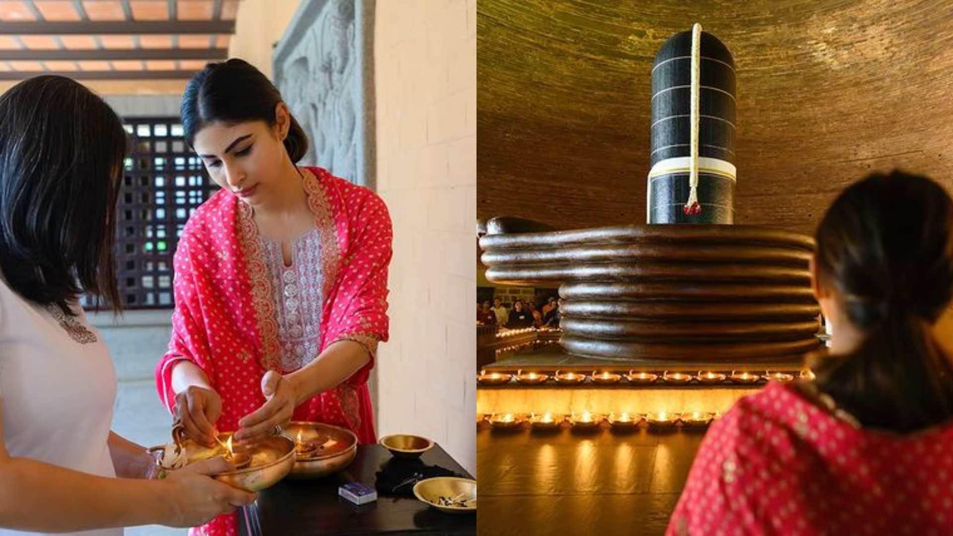 brahmastra film actress Mouni Roy arrived to visit Adiyogi shiv mandir in tamilnadu at Coimbatore