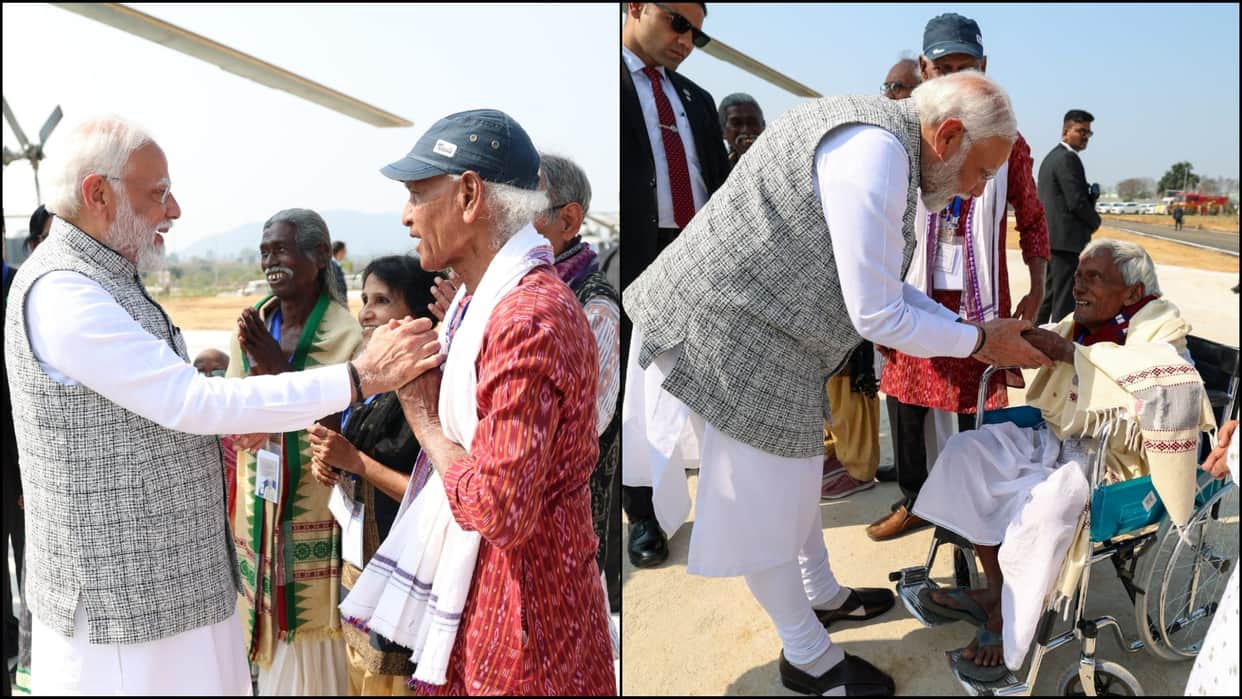 prime minister narendra modi in odisha met padma shri awardee photos