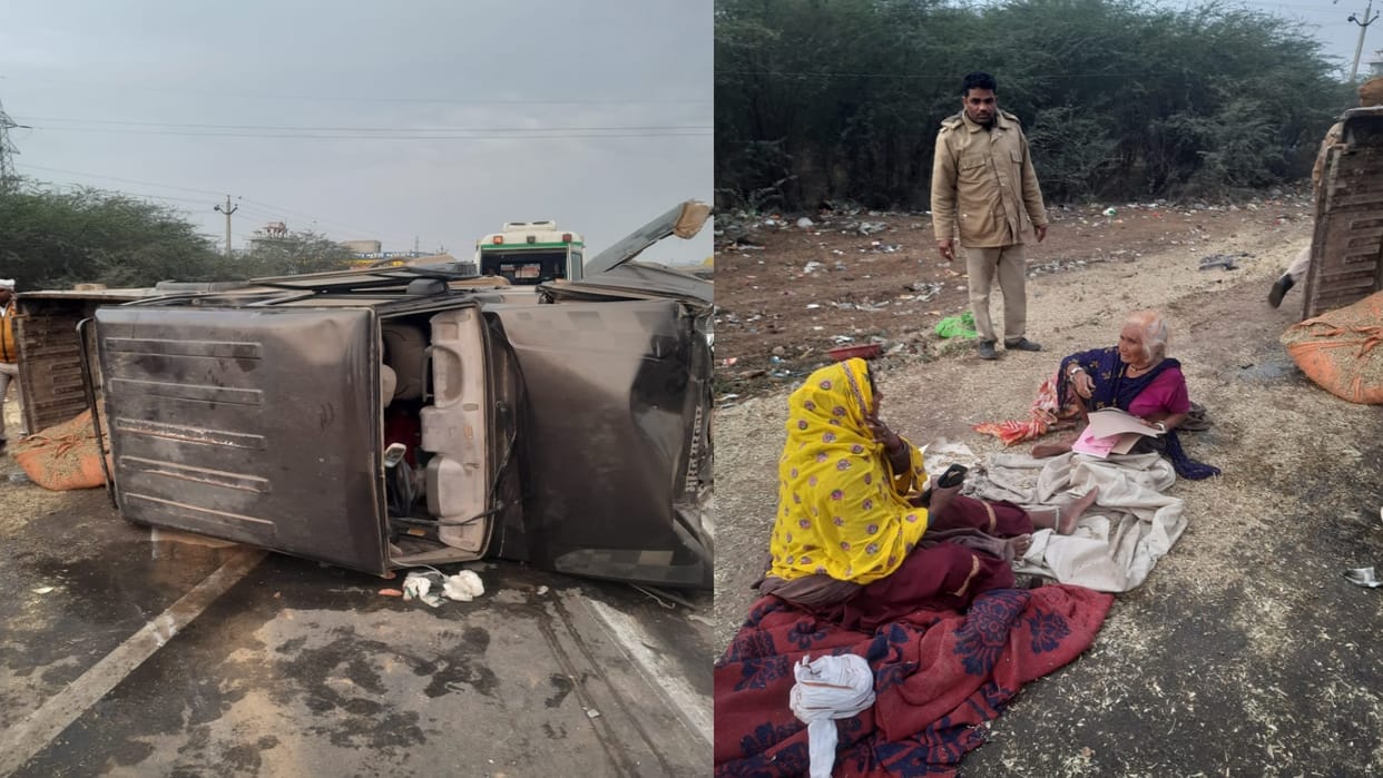 Rajasthan News: Camper hit by truck after crossing road divider, accident happened due to dozing off