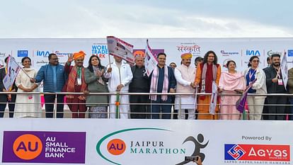 Rajasthan News: Youth and children along with elders ran in the 15th Jaipur Marathon, CM flagged off