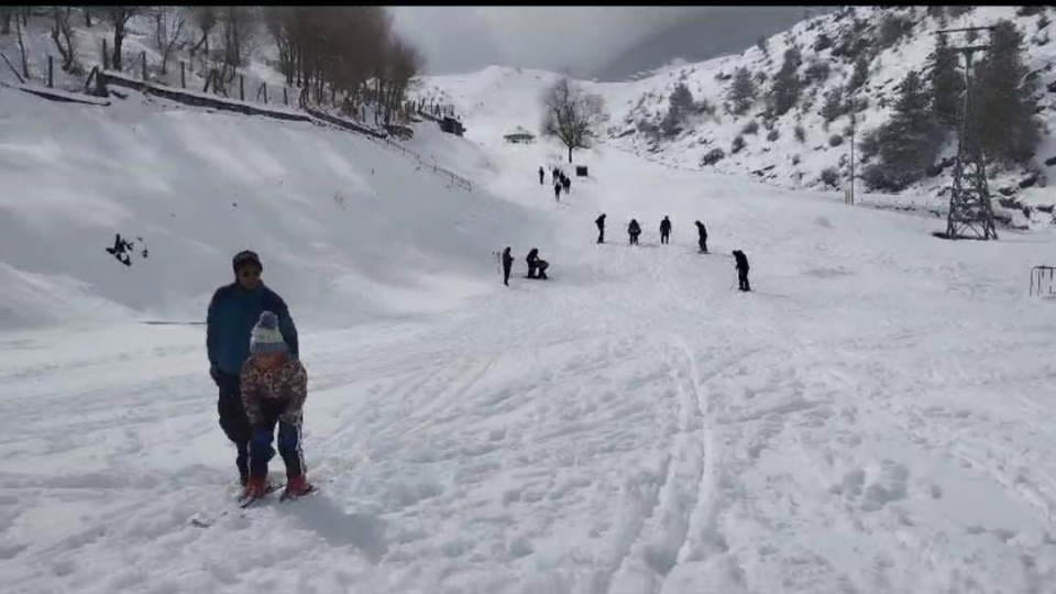 Uttarakhand Weather Heavy Snowfall In Auli From Two Days Continue Tourist Happy to See Beautiful Visuals
