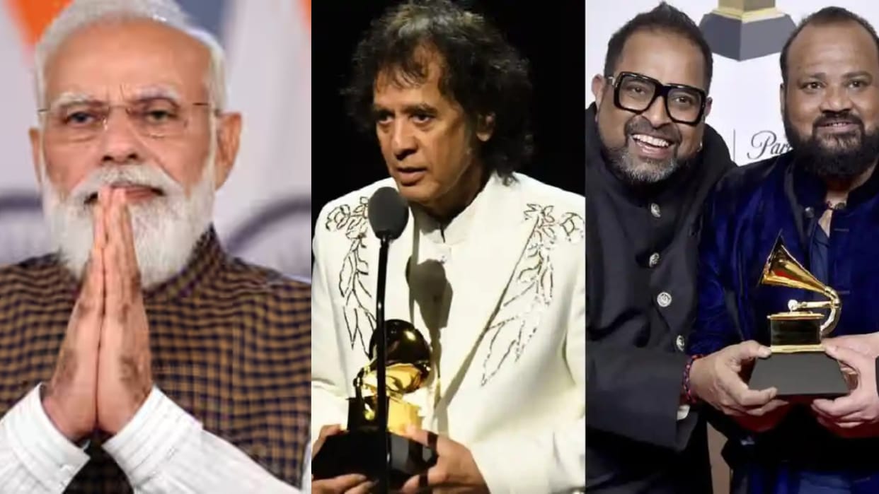 Grammy Awards 2024 PM Narendra Modi congratulates Winners Zakir Hussain Shankar Mahadevan and others