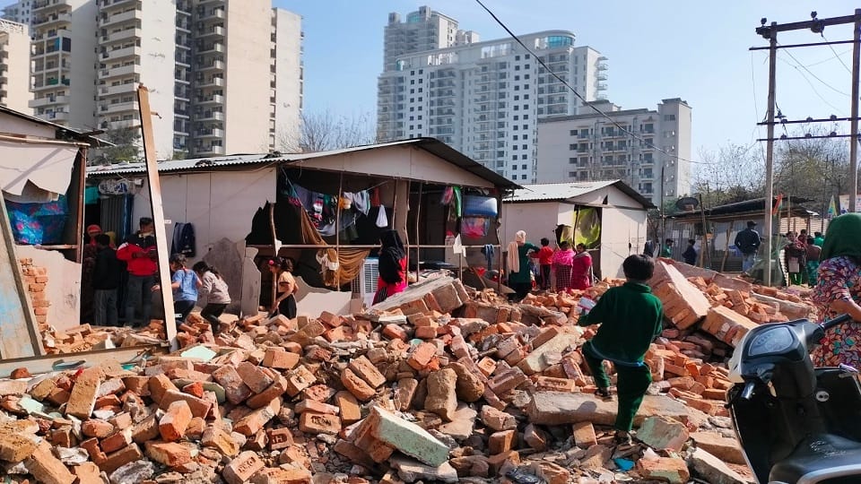Slum wall collapses due to vibration of JCB innocent child sleeping inside dies in gurugram