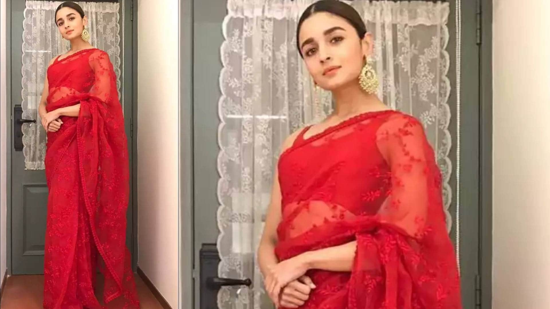 valentine's day 2024 trendy red color saree for valentines day