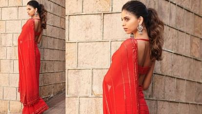 valentine's day 2024 trendy red color saree for valentines day