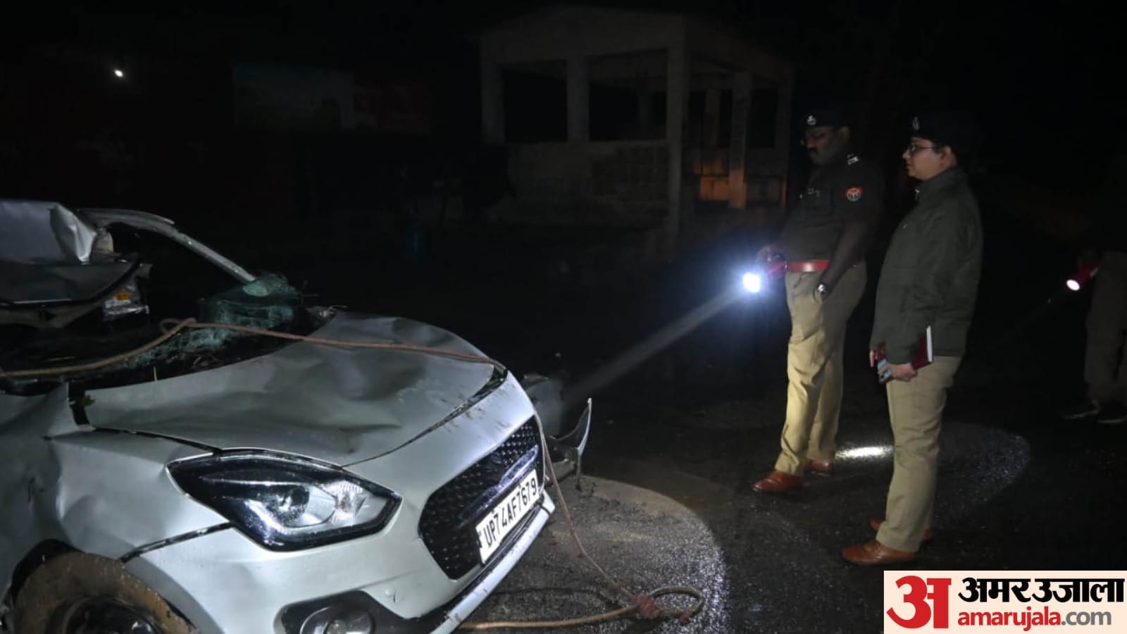 kanpur road accident Car slipped in rain at a blind turn in Kanpur Dehat and fell into a drain, six dead
