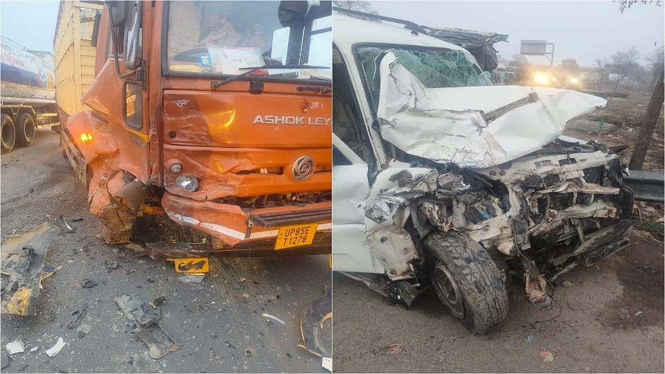 Huge collision between Canter and Scorpio screams half a dozen injured