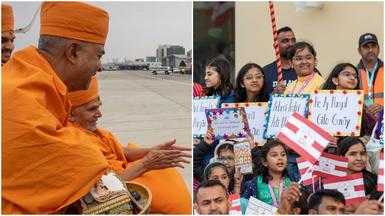 UAE: Mahant Swami Maharaj reached Abu Dhabi for the consecration of Hindu temple