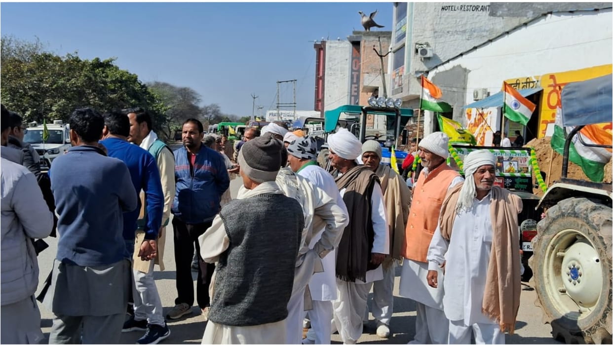 Haryana: Tractor march taken out in Sonipat in preparation for farmers movement in Delhi